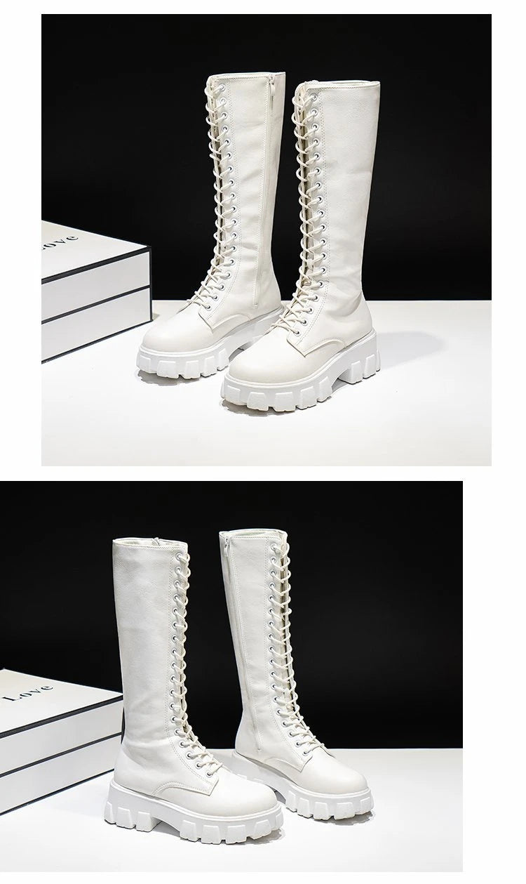 Women Mid Calf Boots Padded Sneakers Punk Style