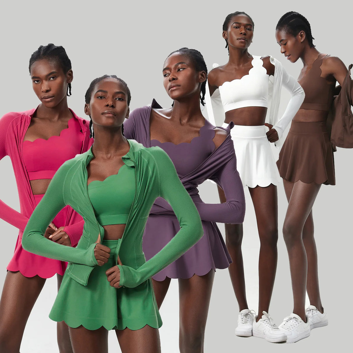 طقم تنورة تنس لياقة بدنية للنساء مكون من 3 قطع