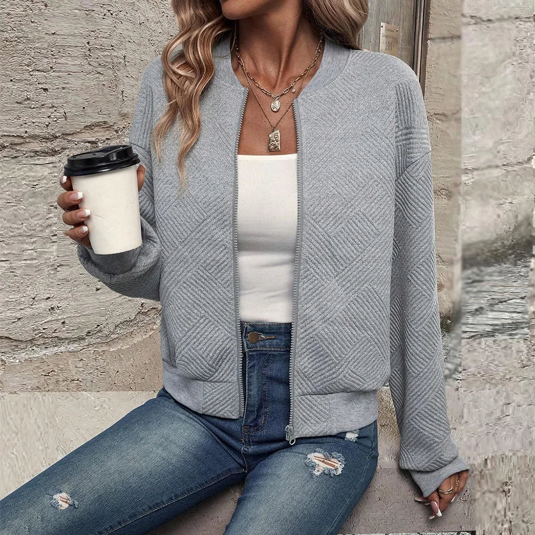 Casual Zipper Baseball Collar Women's Jacket