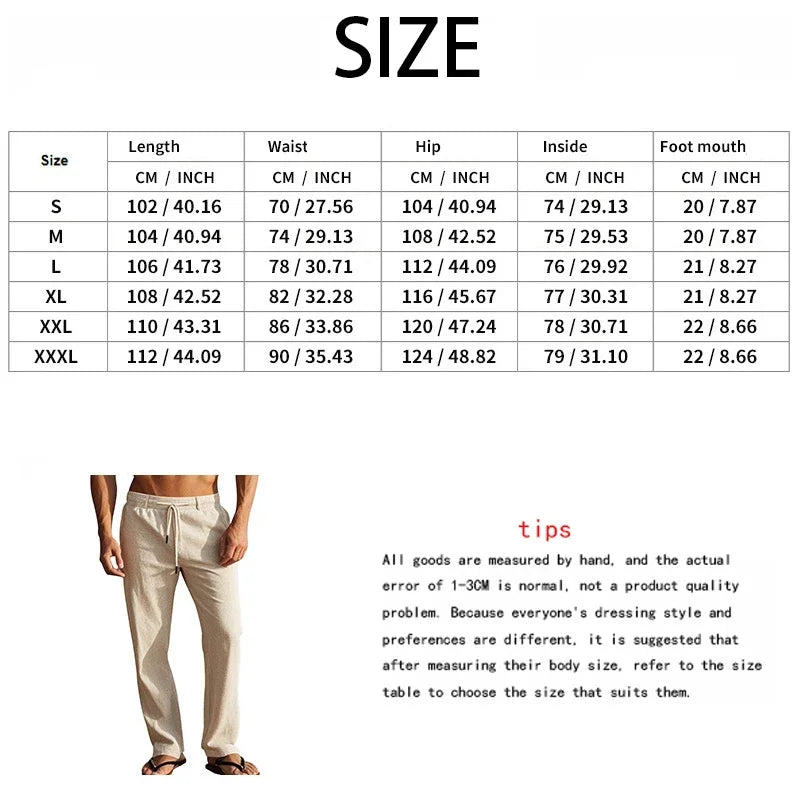 Men Drawstring Linen Pants