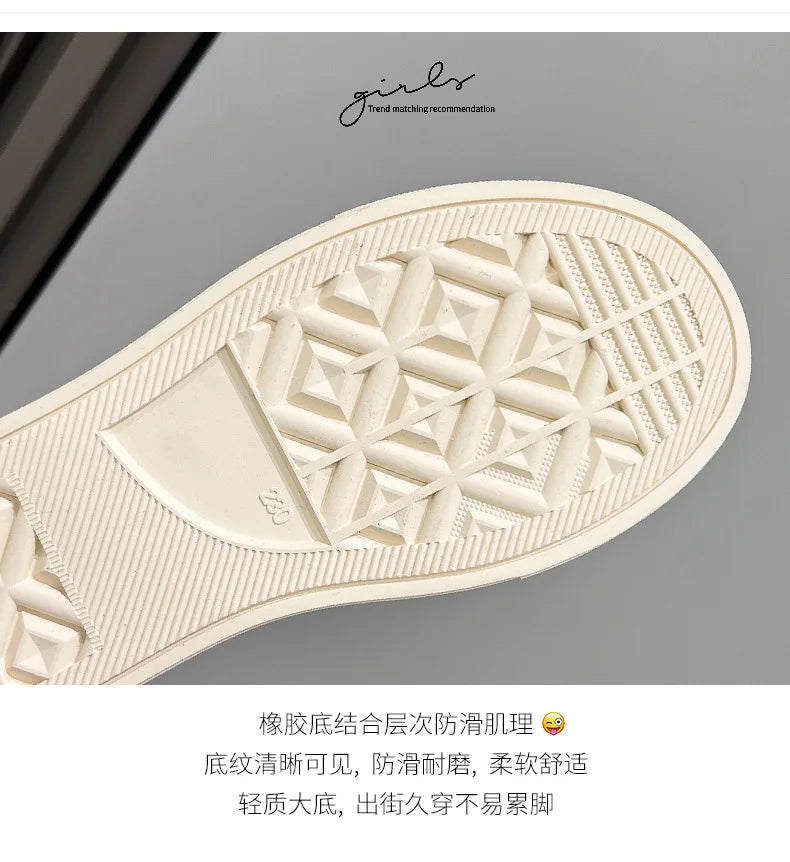 Women Canvas Shoes Black White Platform Sneakers