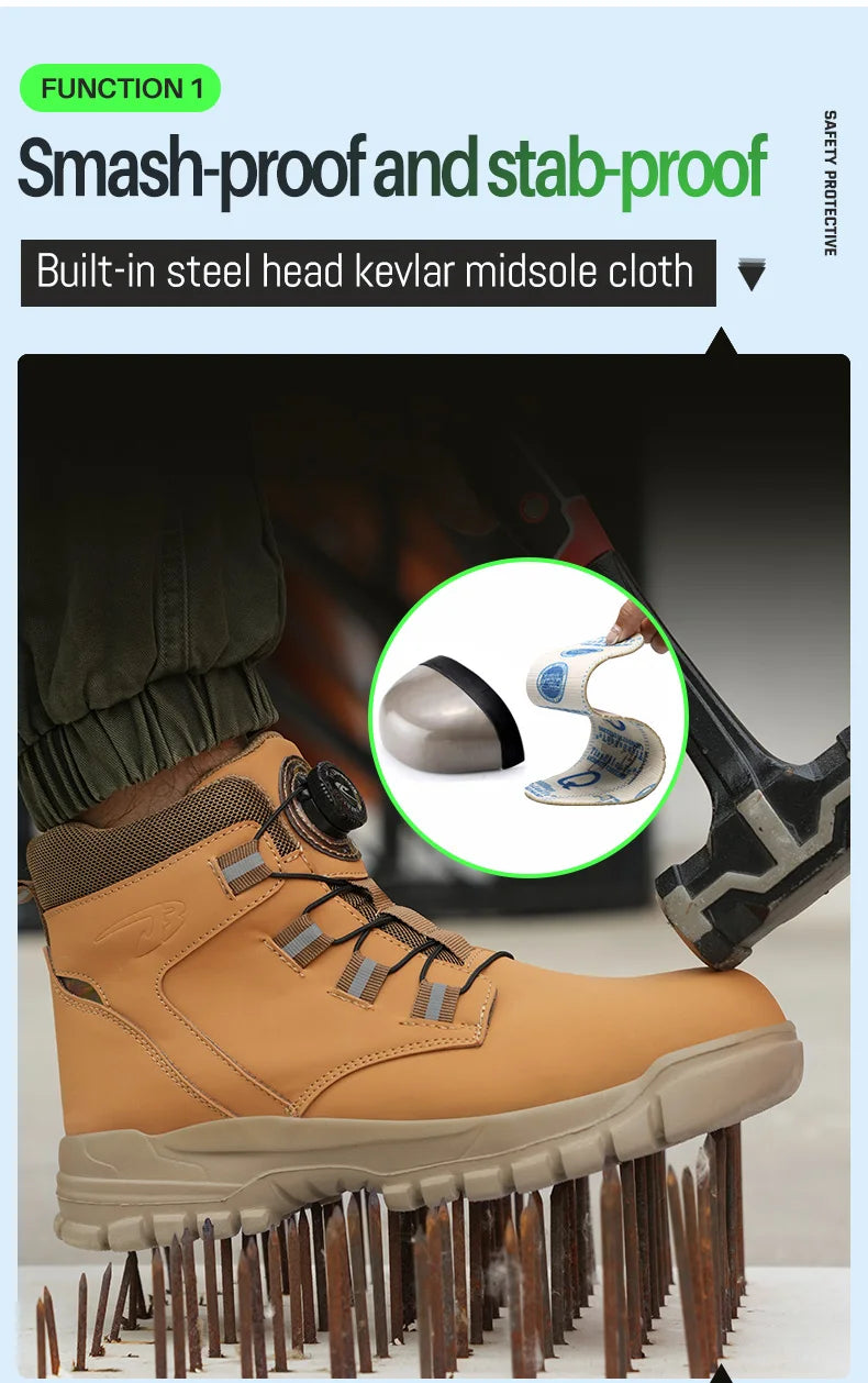 أحذية رجالية مقاومة للماء بأصابع فولاذية غير قابلة للتدمير