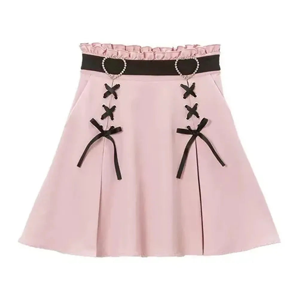 Women Y2K Bow Mini Skirt