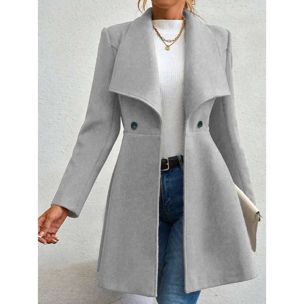 Women Button Lapel Work Coat