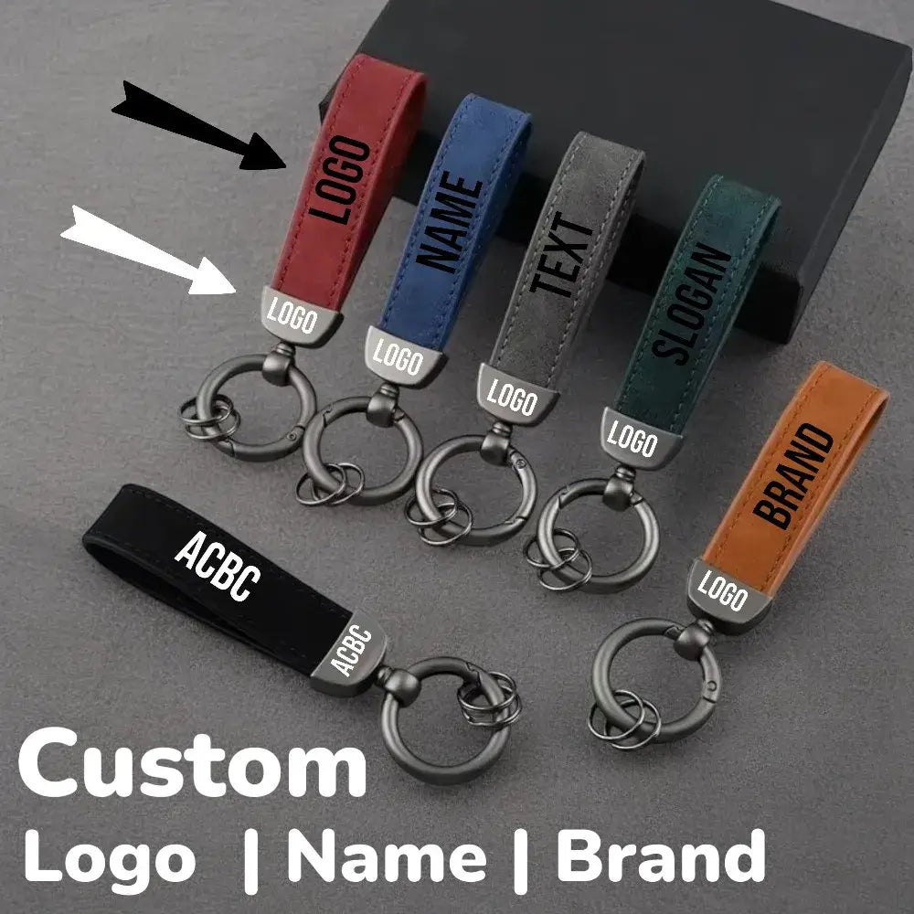 Custom Name Logo Leather Keychain