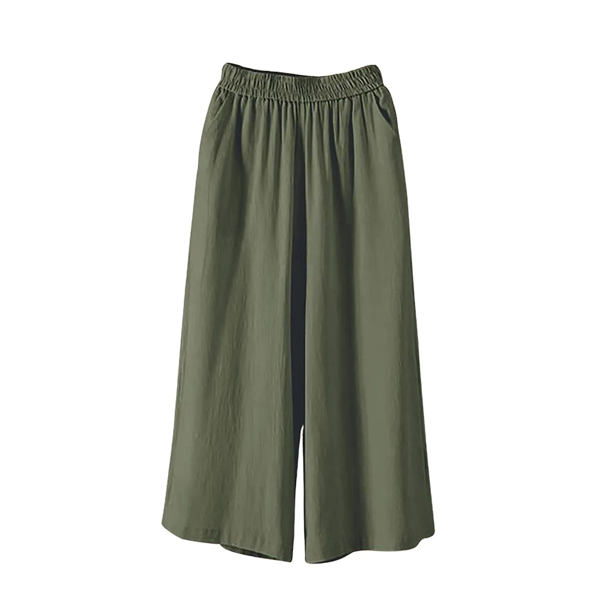 Women Wide Leg Cropped Pants with Pockets