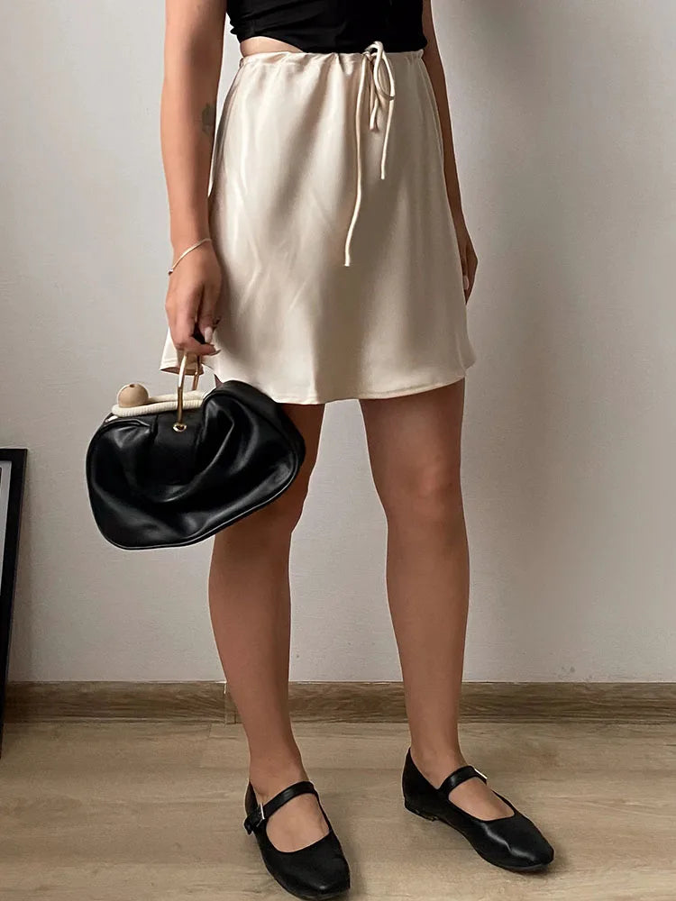 Women Satin Silk Mini Skirt