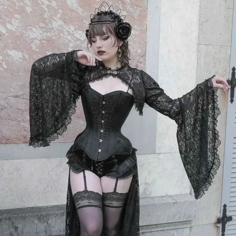 Gothic Black Sheer Bolero Shrug Jacket