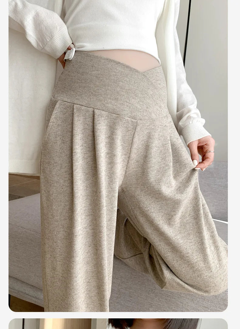 Wide-Leg Low-Waist Maternity Pants
