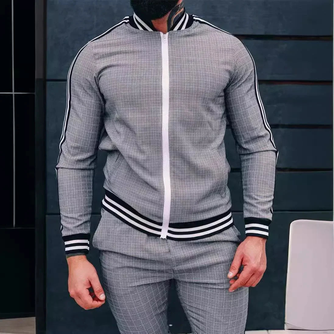 Men's Checkered Sports Tracksuit