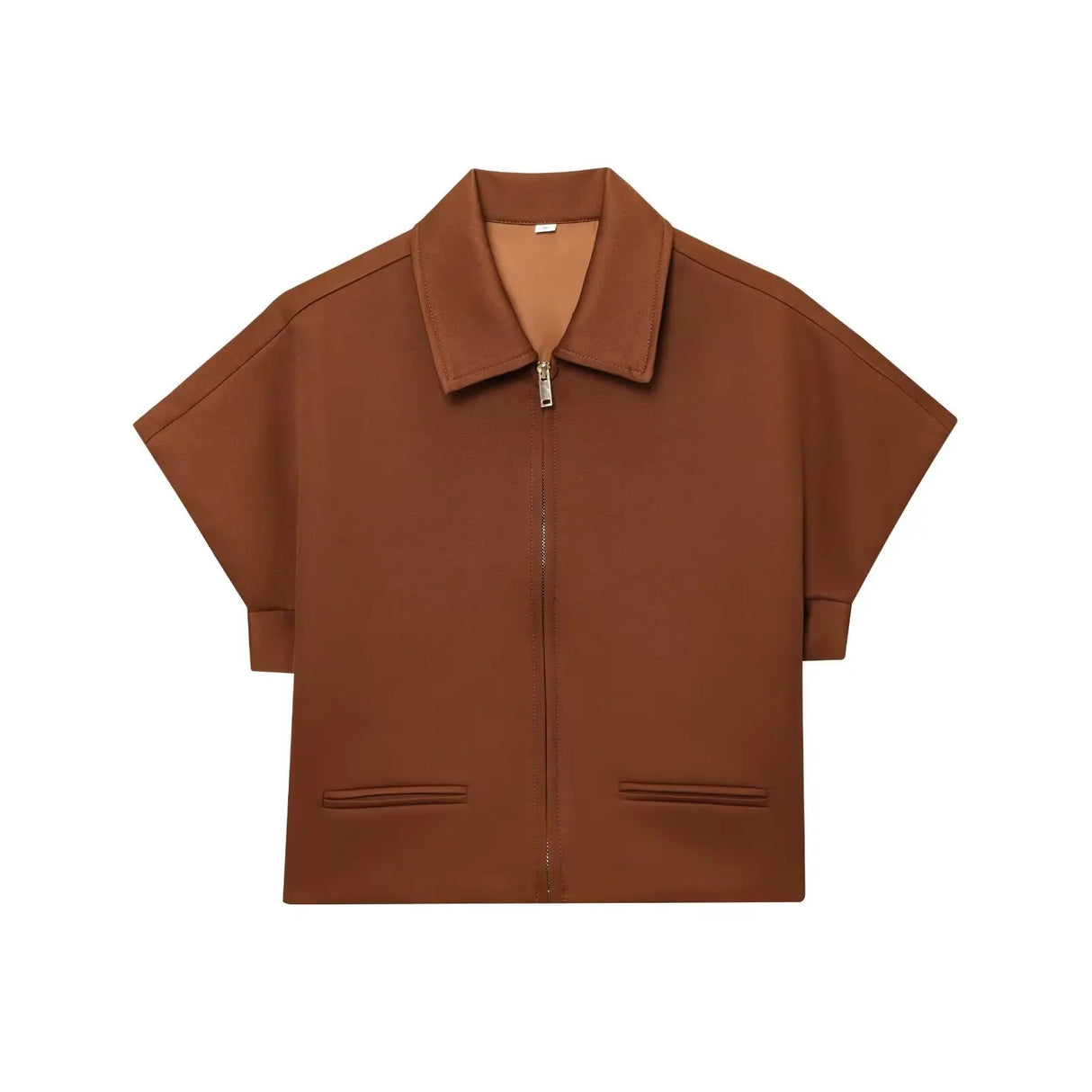 Lapel Zip Wide Leg Pant Set