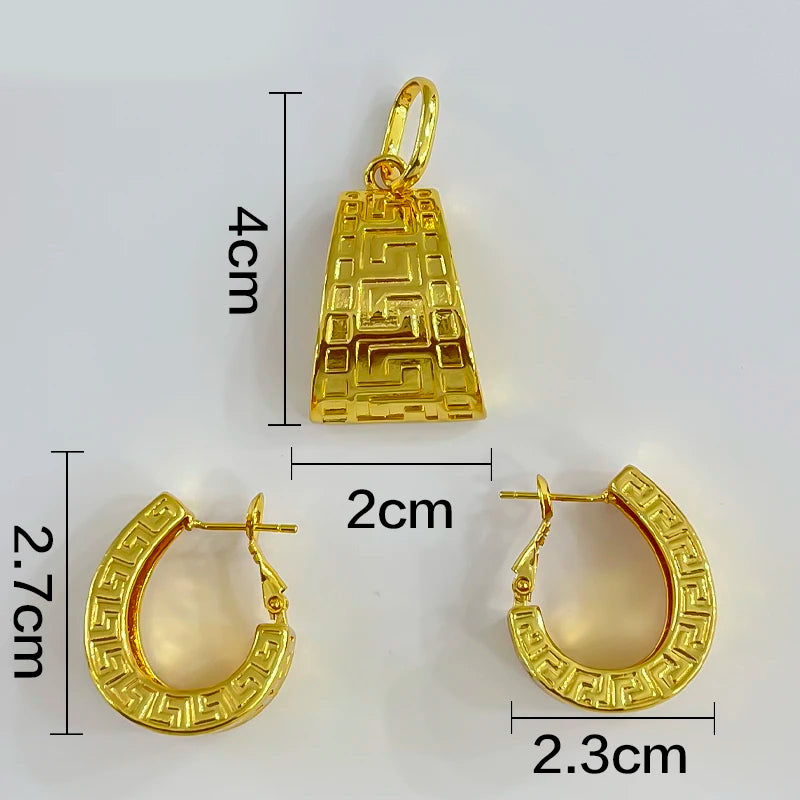 Gold Plated Pendant Necklace & Earrings Set
