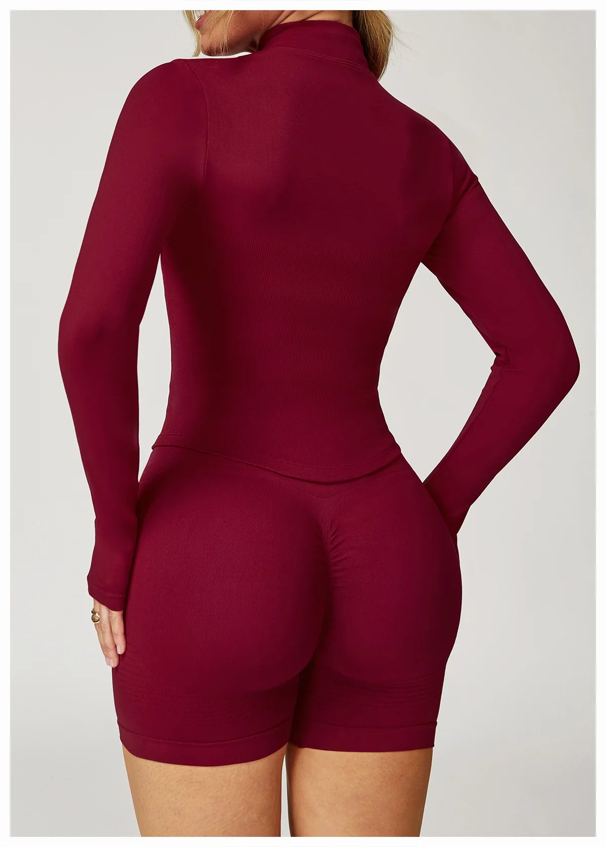 Ribbed Women's Yoga Jacket – Long Sleeve Standing Collar Fitness Top