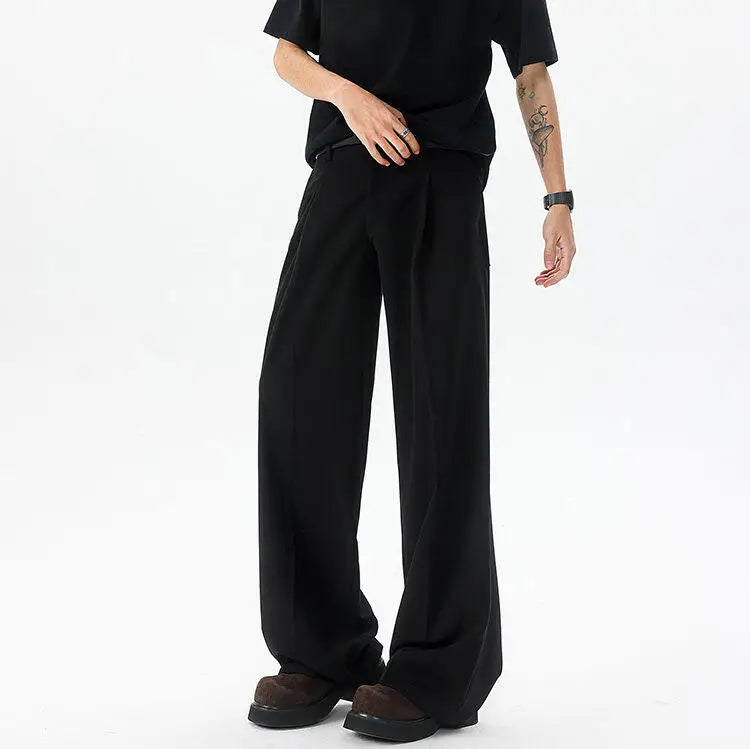 Men's Plus Size Vintage Pleated Trousers – Wide Leg