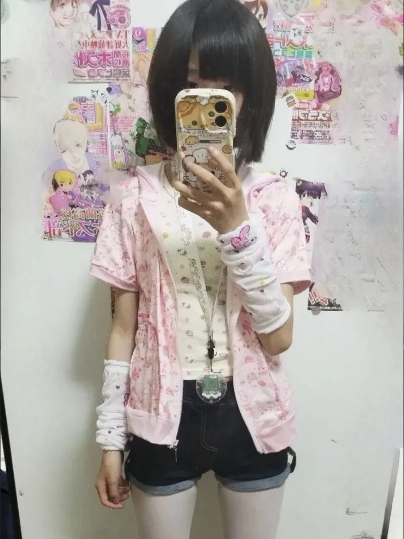 Kawaii Cartoon Hooded Summer Short Jacket