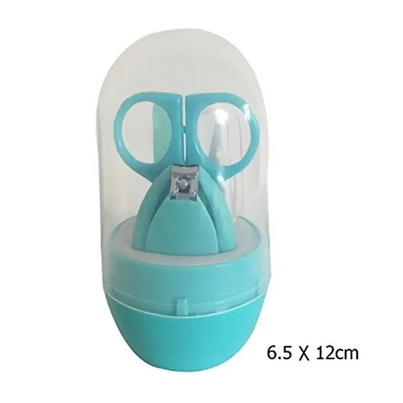 Newborn baby nail scissors in a protective case, designed for safety with cartoon pattern, ideal for ages 0-6 years.