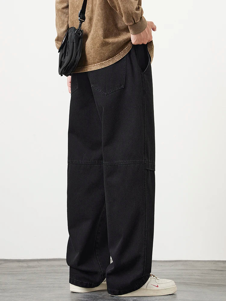 بنطلون جينز رجالي واسع الساق بتصميم ريترو