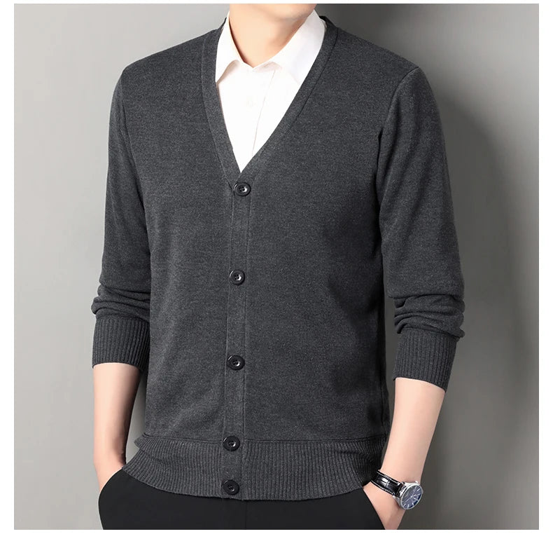 Men V-Neck Knit Cardigan