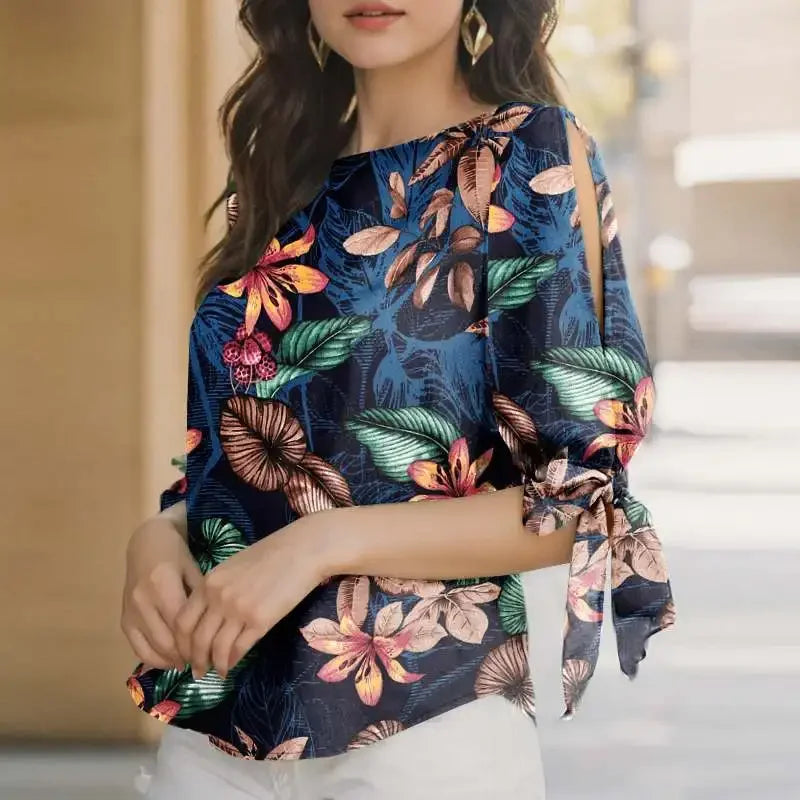 بلوزة تونيك كبيرة الحجم منقوش عليها نقاط بولكا للنساء