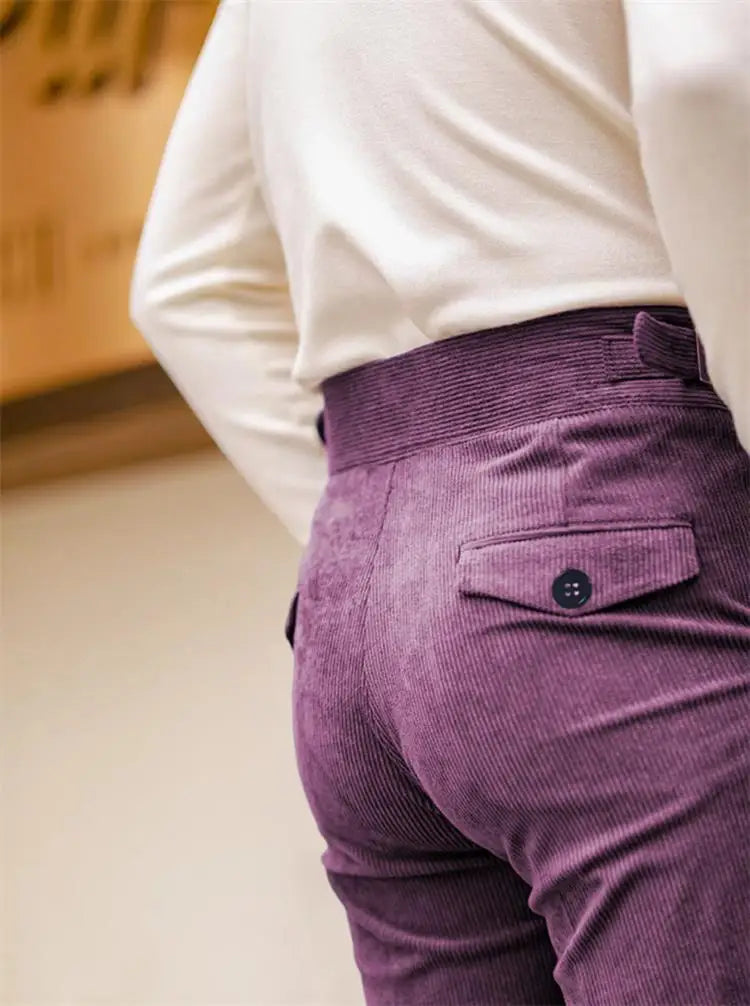 بدلة شتوية رجالية من قماش مخملي من قطعتين