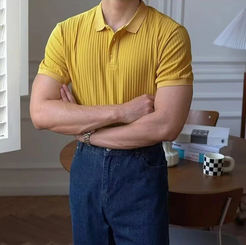 Men Stripe Polo Shirt