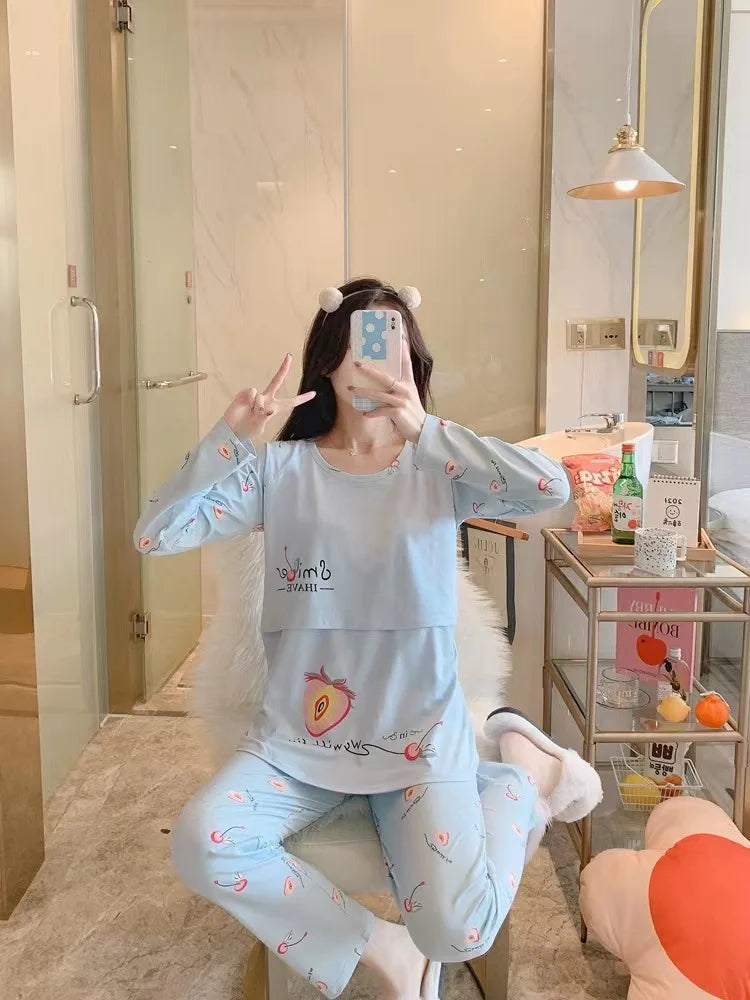 Postpartum & Nursing Pajamas Set