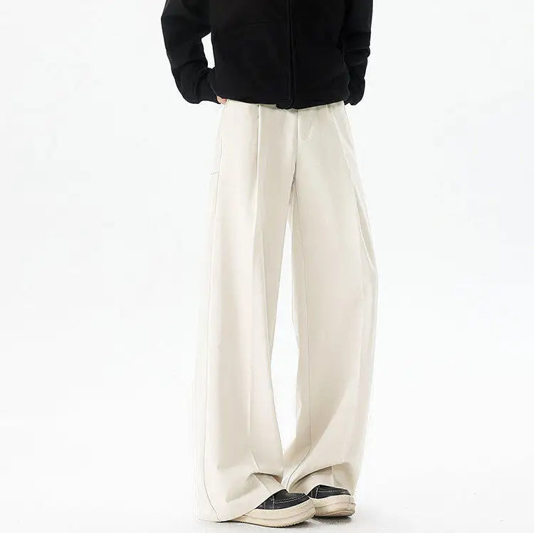 Men's Plus Size Vintage Pleated Trousers – Wide Leg