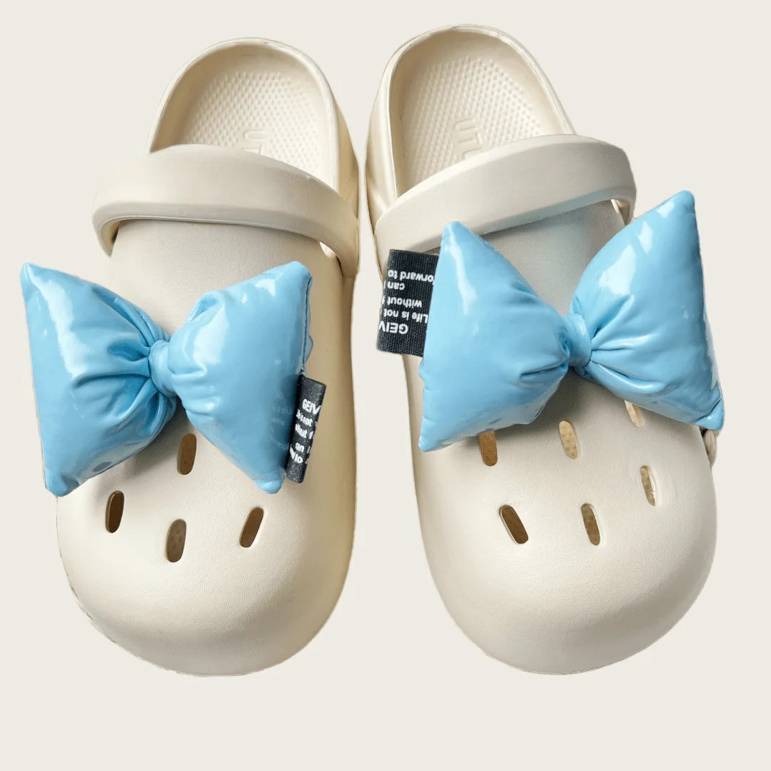 Women Bow Shoe Charms Glossy Accessories