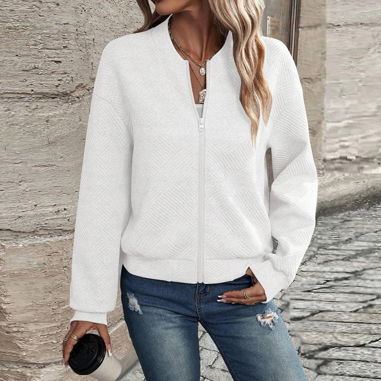 Casual Zipper Baseball Collar Women's Jacket