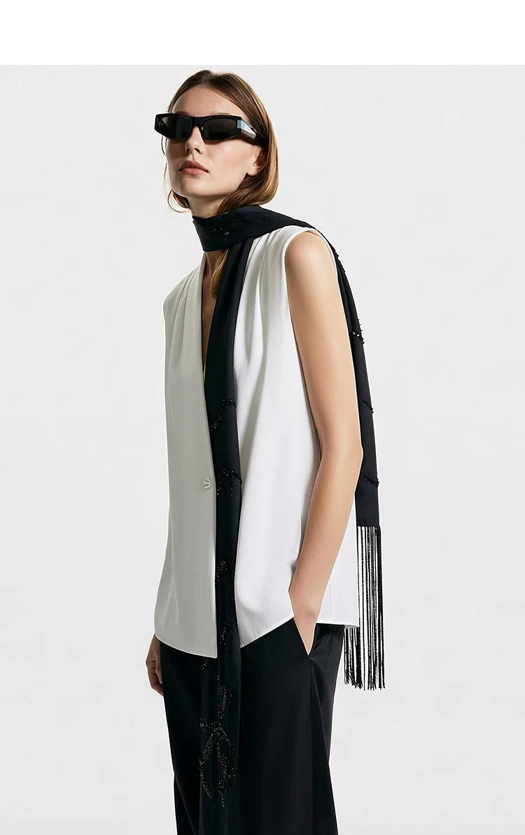 Amii Sleeveless Chiffon Office Blouse
