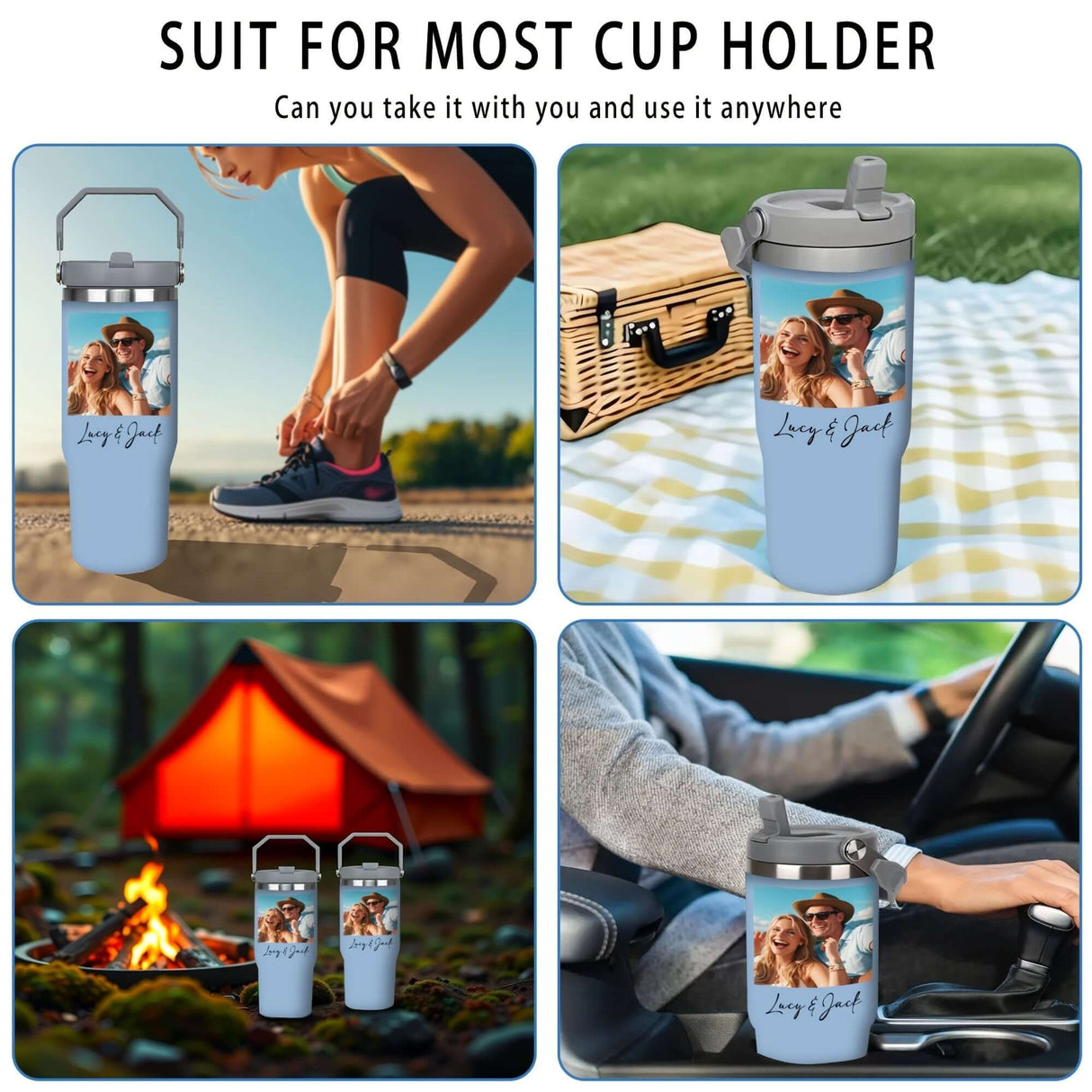 Tumbler With Handle & Straw - Custom Coffee Cup