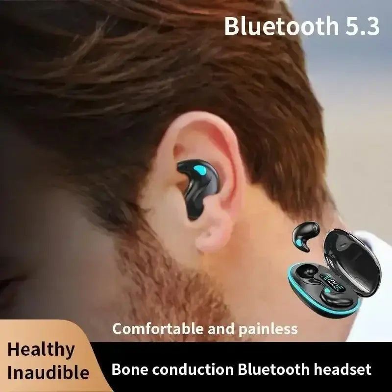 Bone conduction Bluetooth headset with Bluetooth 5.3, featuring a comfortable fit and painless design for healthy listening.