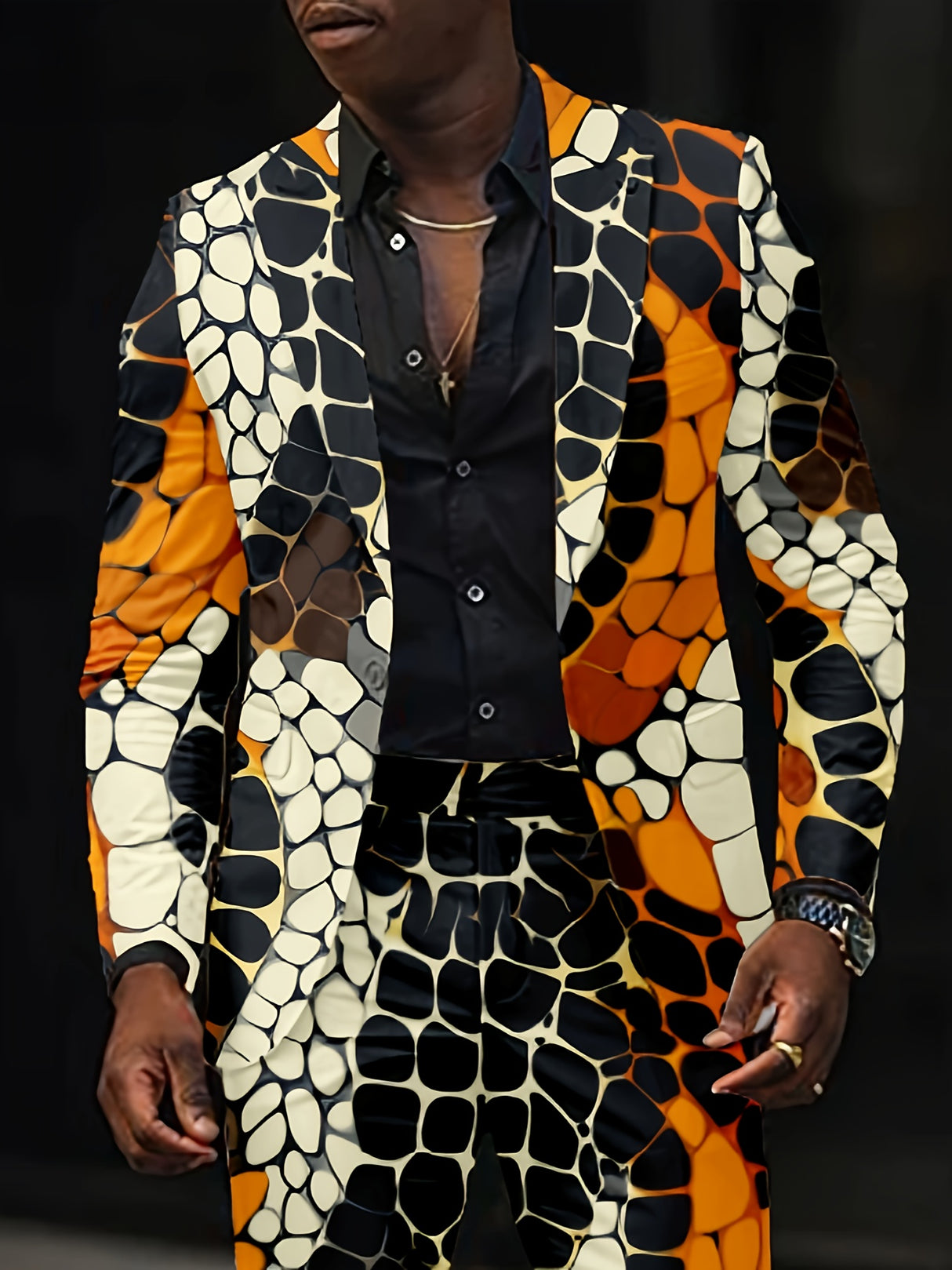 ScaleEdge™ – سترة بليزر رفيعة بنقشة جلد الثعبان (سترة مرنة قليلاً، مناسبة للحفلات)