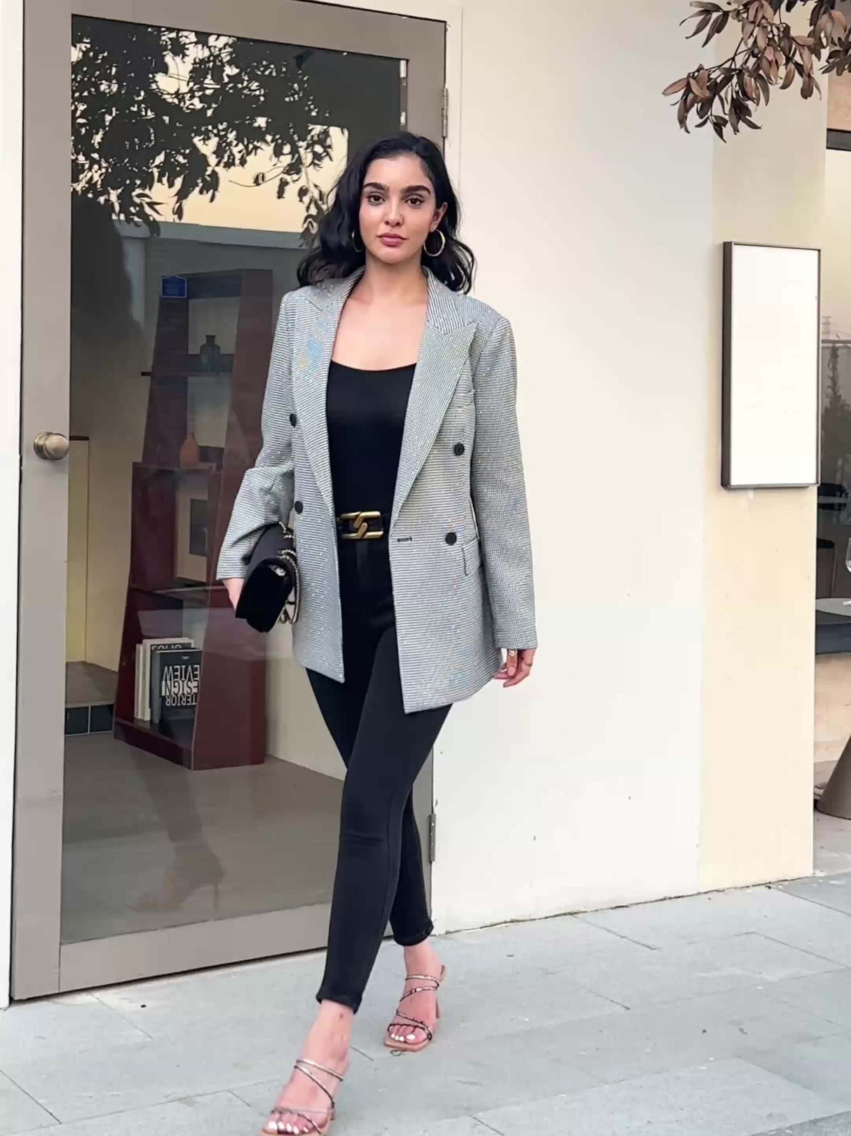 SparkGala™ – بليزر حفلات مزدوج الصدر (تألق شتوي، قصة متألقة، W24006)