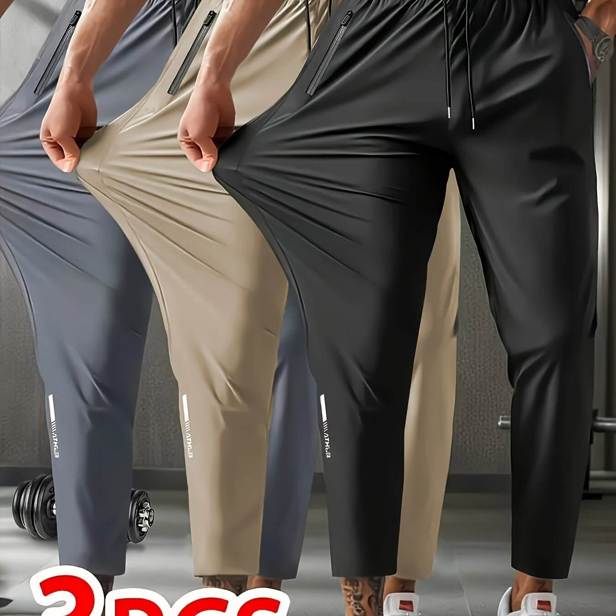 بنطال رياضي رجالي من الألياف الحريرية الجليدية