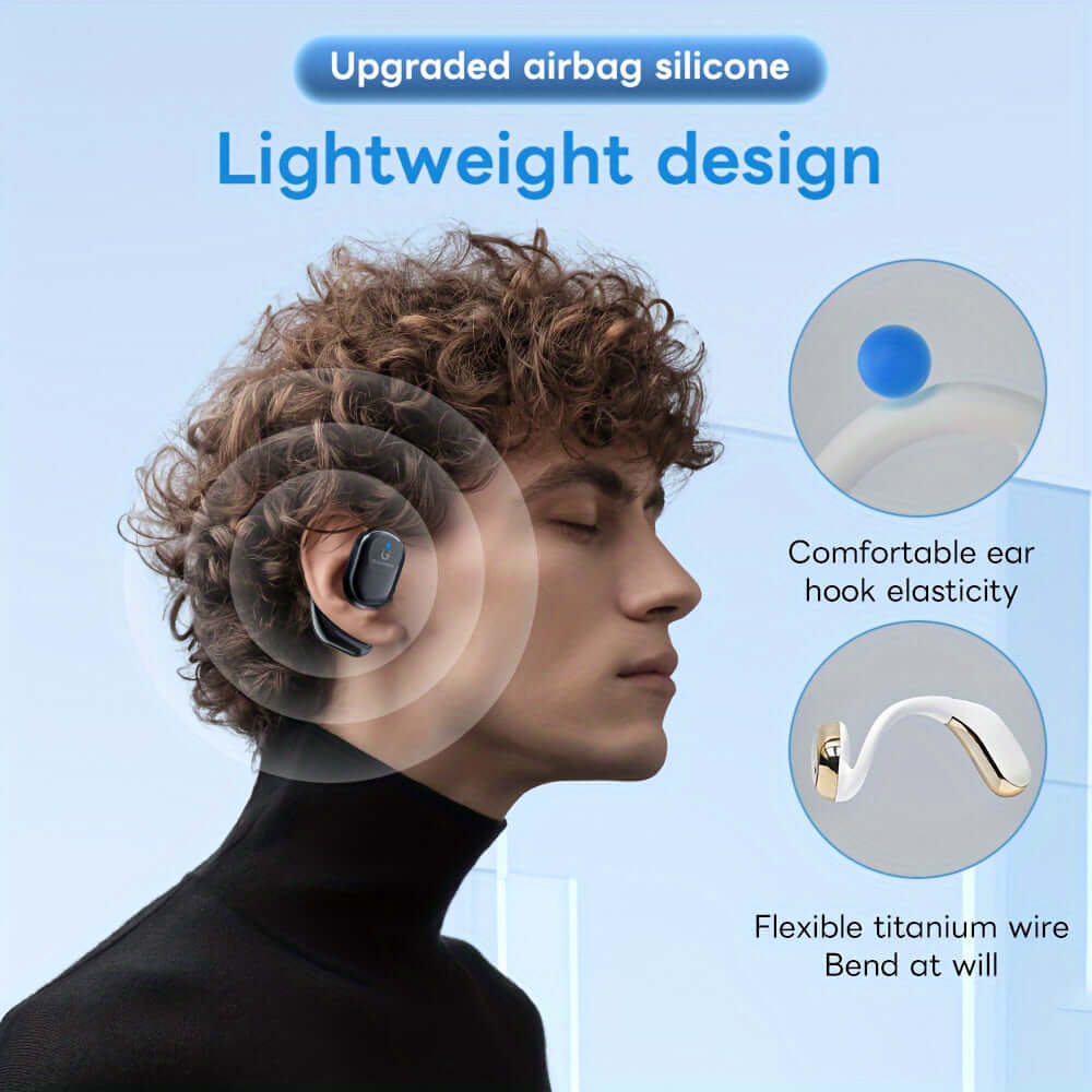 Gionee wireless noise cancelling headphones showcasing lightweight design and comfortable ear hook elasticity.