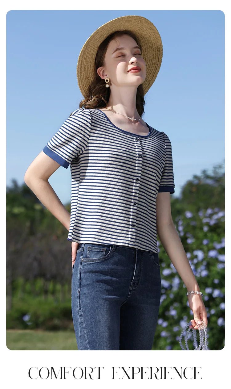 I Believe You Striped Women’s Knit Top | by Anwer Fancy | Worldwide Shipping