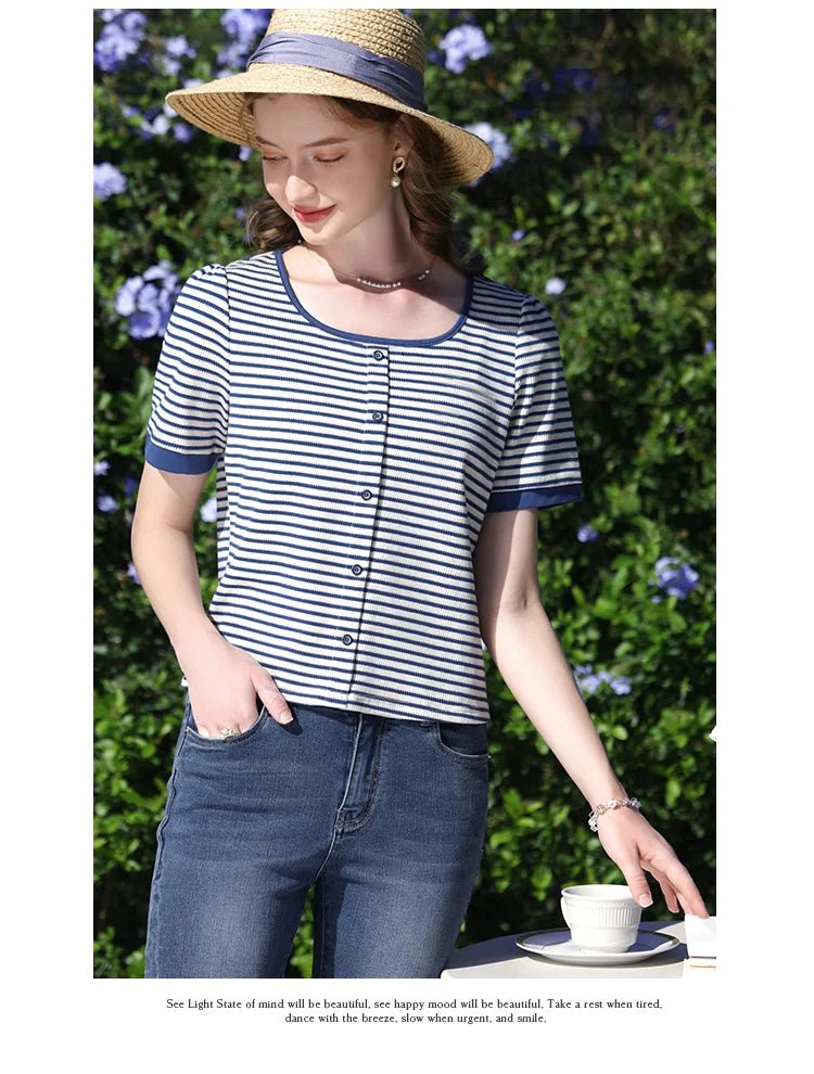 I Believe You Striped Women’s Knit Top | by Anwer Fancy | Worldwide Shipping