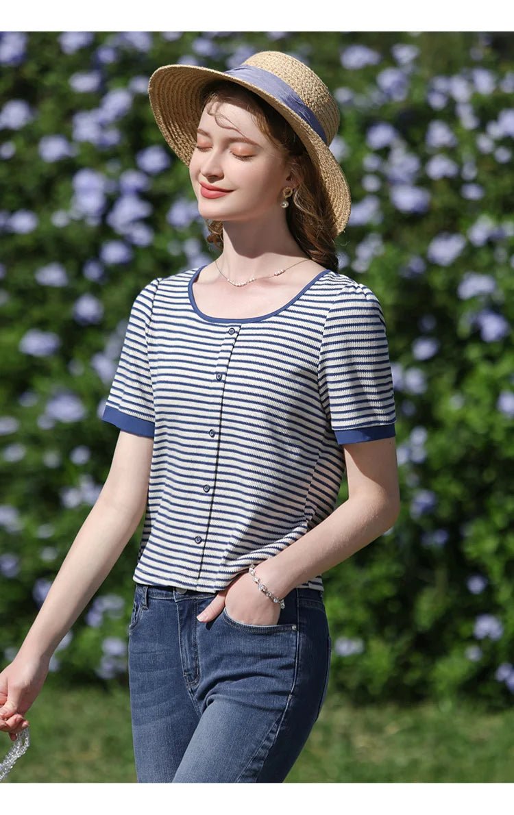 I Believe You Striped Women’s Knit Top | by Anwer Fancy | Worldwide Shipping