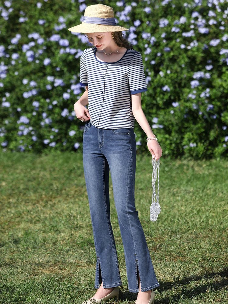 I Believe You Striped Women’s Knit Top | by Anwer Fancy | Worldwide Shipping