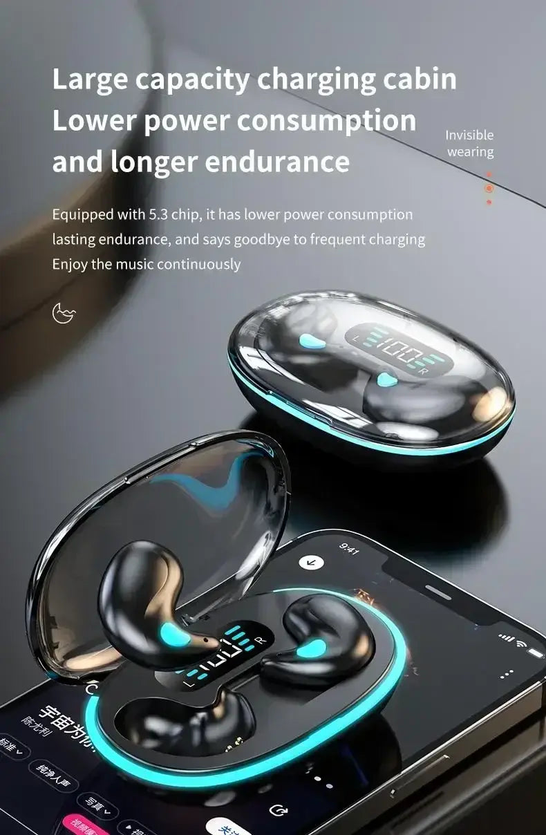 Large capacity charging case for X55 wireless earphones with low power consumption and longer battery life.