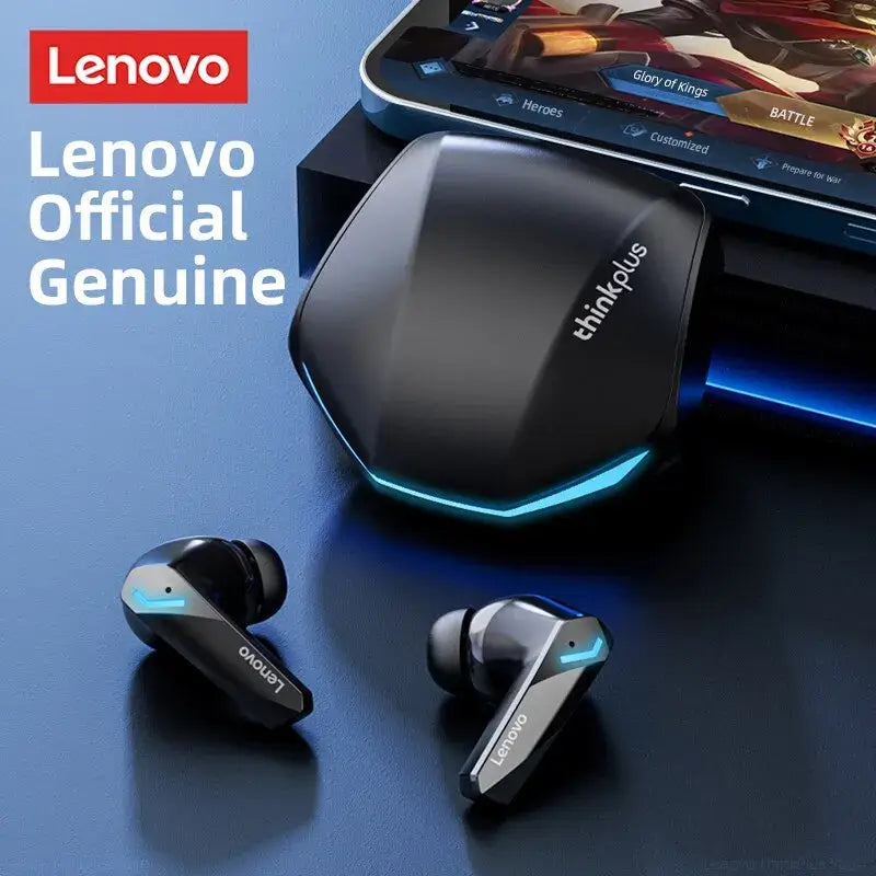 Lenovo GM2 Pro Bluetooth 5.3 Earphones with charging case, showcasing stylish design and high-quality sound.