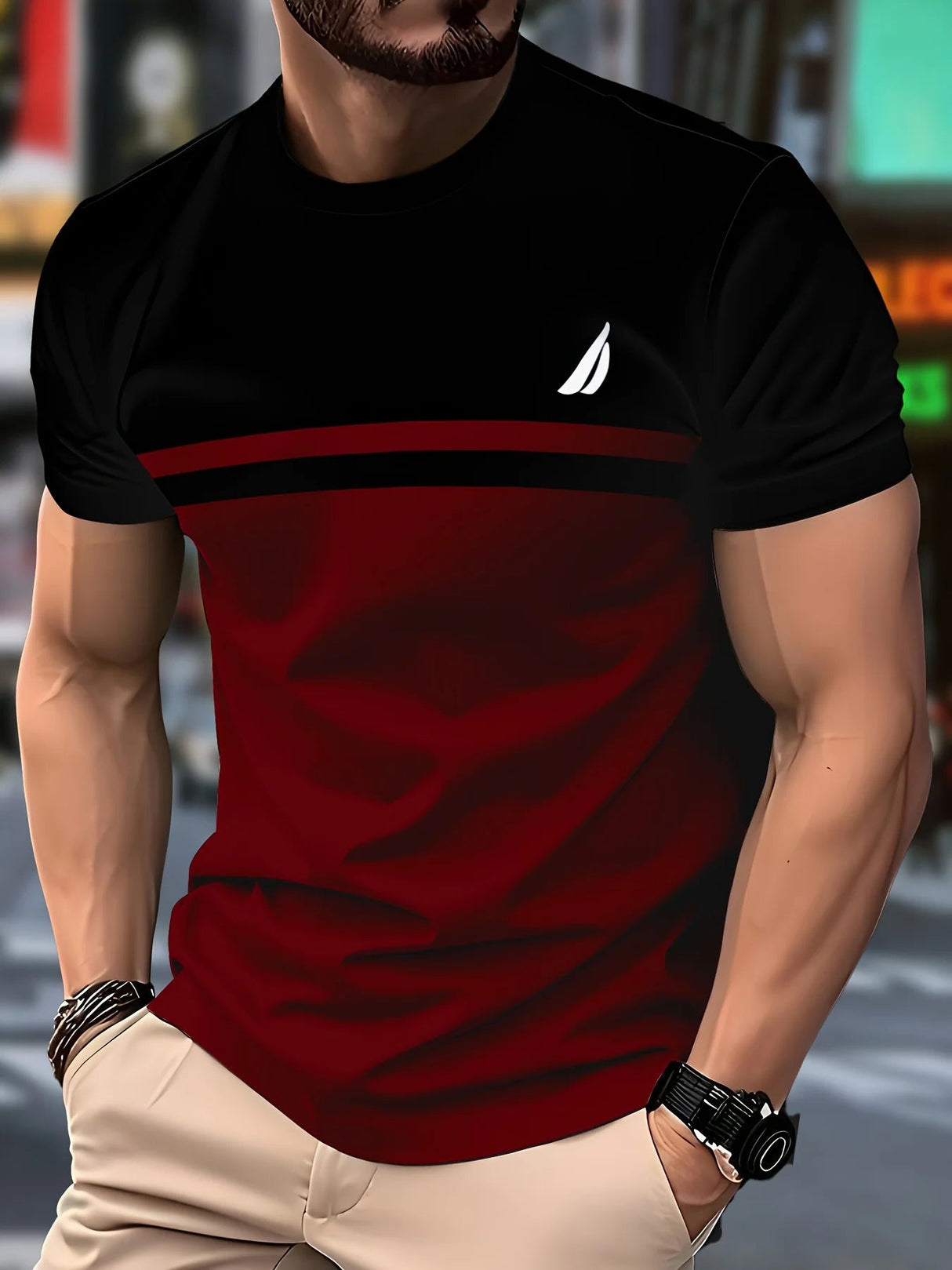 Men’s 3D Stripe Crewneck T-Shirt | by Anwer Fancy | Worldwide Shipping