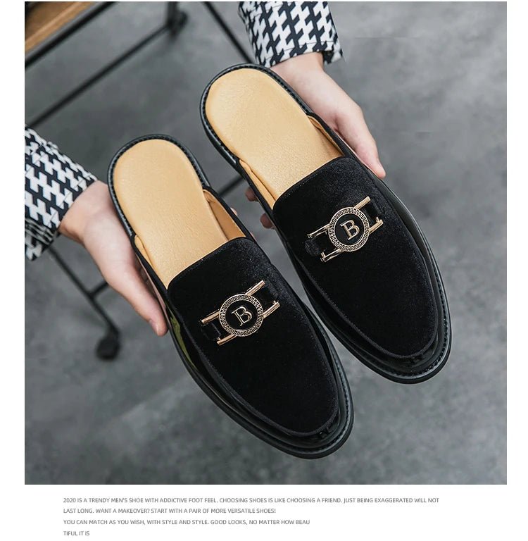 Men’s Black Leather Mules | Men's Mules & Clogs by Anwer Fancy | Worldwide Shipping