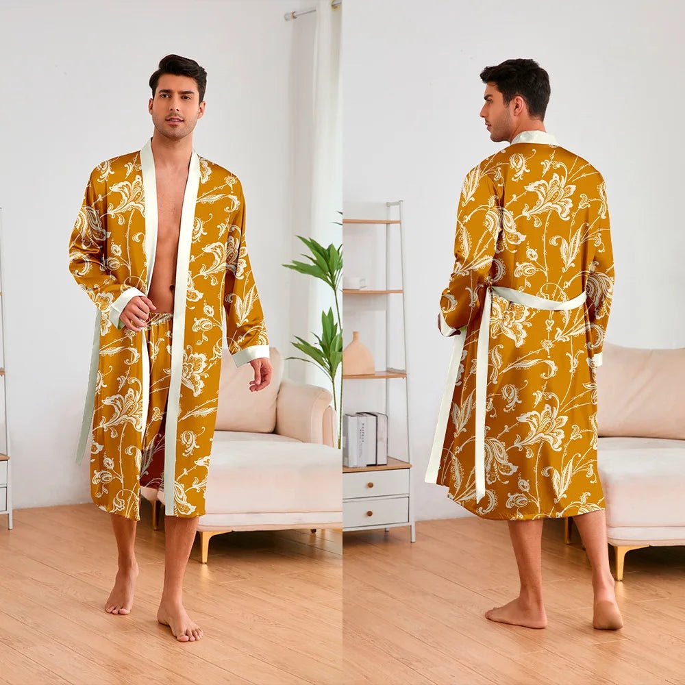 Men’s Leopard Satin Bathrobe Set | Men's Loungewear by Anwer Fancy | Worldwide Shipping