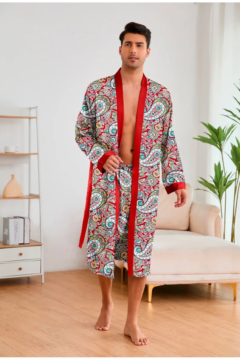 Men’s Leopard Satin Bathrobe Set | Men's Loungewear by Anwer Fancy | Worldwide Shipping