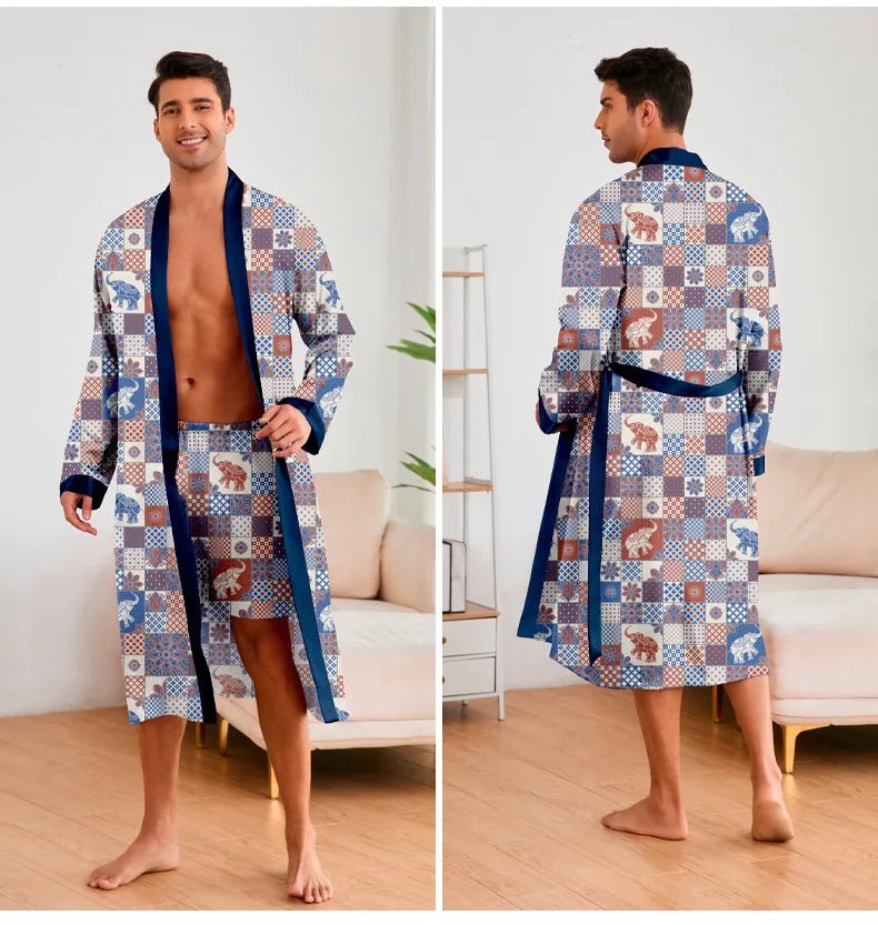 Men’s Leopard Satin Bathrobe Set | Men's Loungewear by Anwer Fancy | Worldwide Shipping