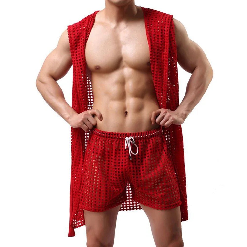 Men’s Mesh Sleeveless Bathrobe | Men's Loungewear by Anwer Fancy | Worldwide Shipping