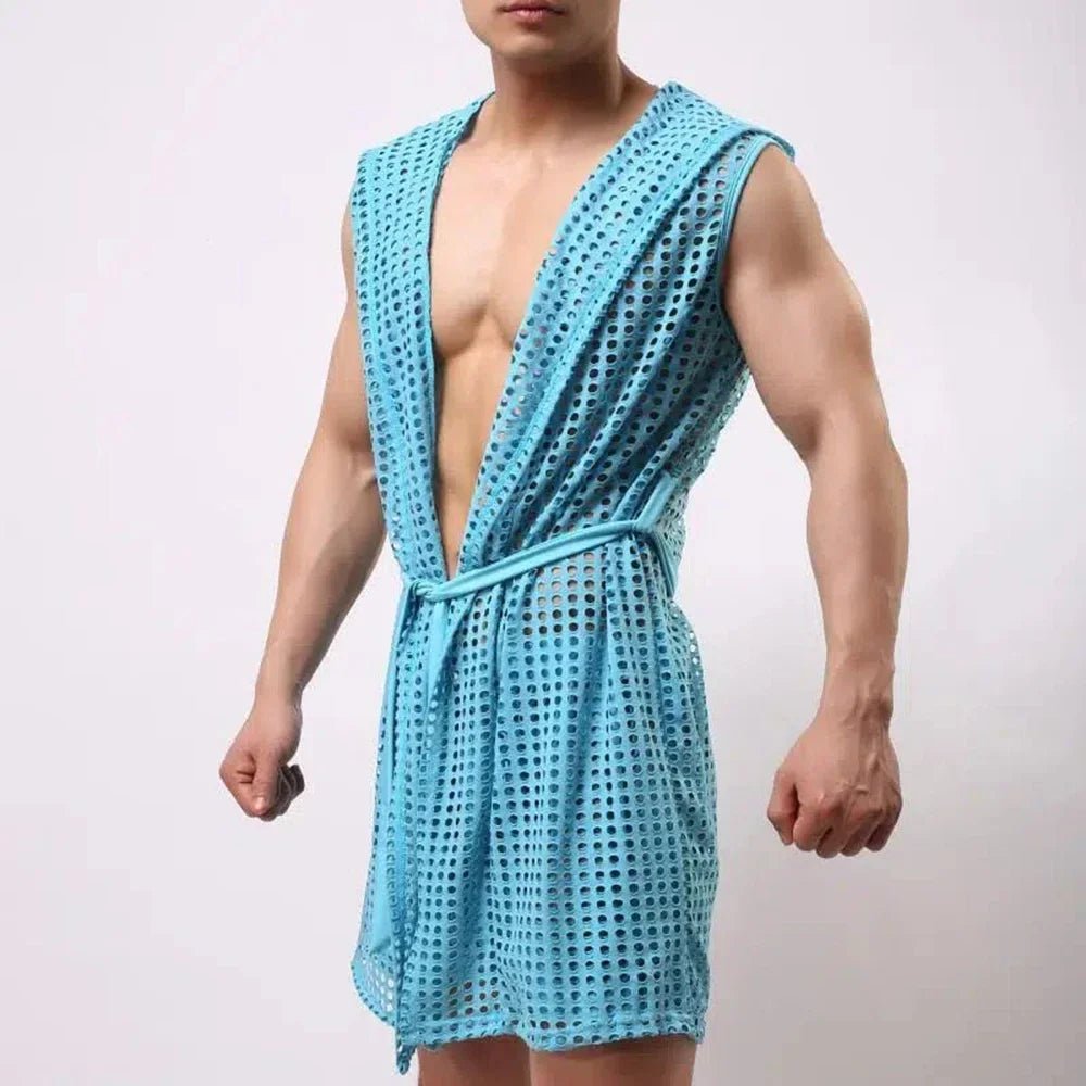 Men’s Mesh Sleeveless Bathrobe | Men's Loungewear by Anwer Fancy | Worldwide Shipping