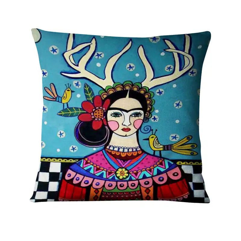 Mexican Girl Painting Pillow | by Anwer Fancy | Worldwide Shipping